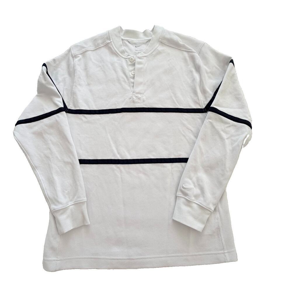 Nike Dri-FIT Golf Pullover Long Sleeve Shirt Pique White DH1266-121 Size M